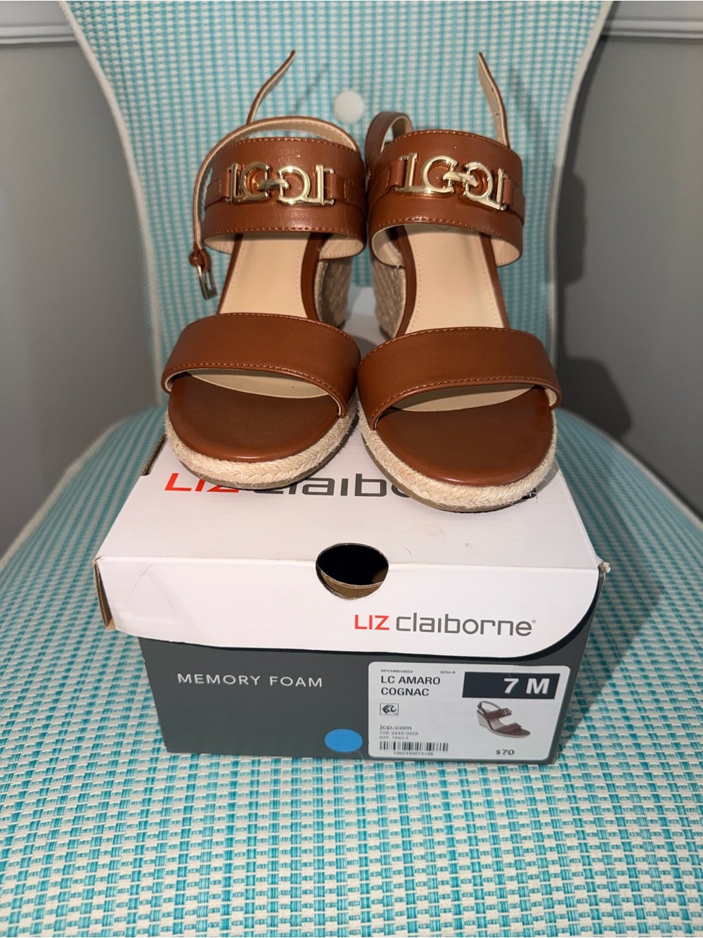 Liz Claiborne Camaro Cognac Wedge Sandals – Size 7